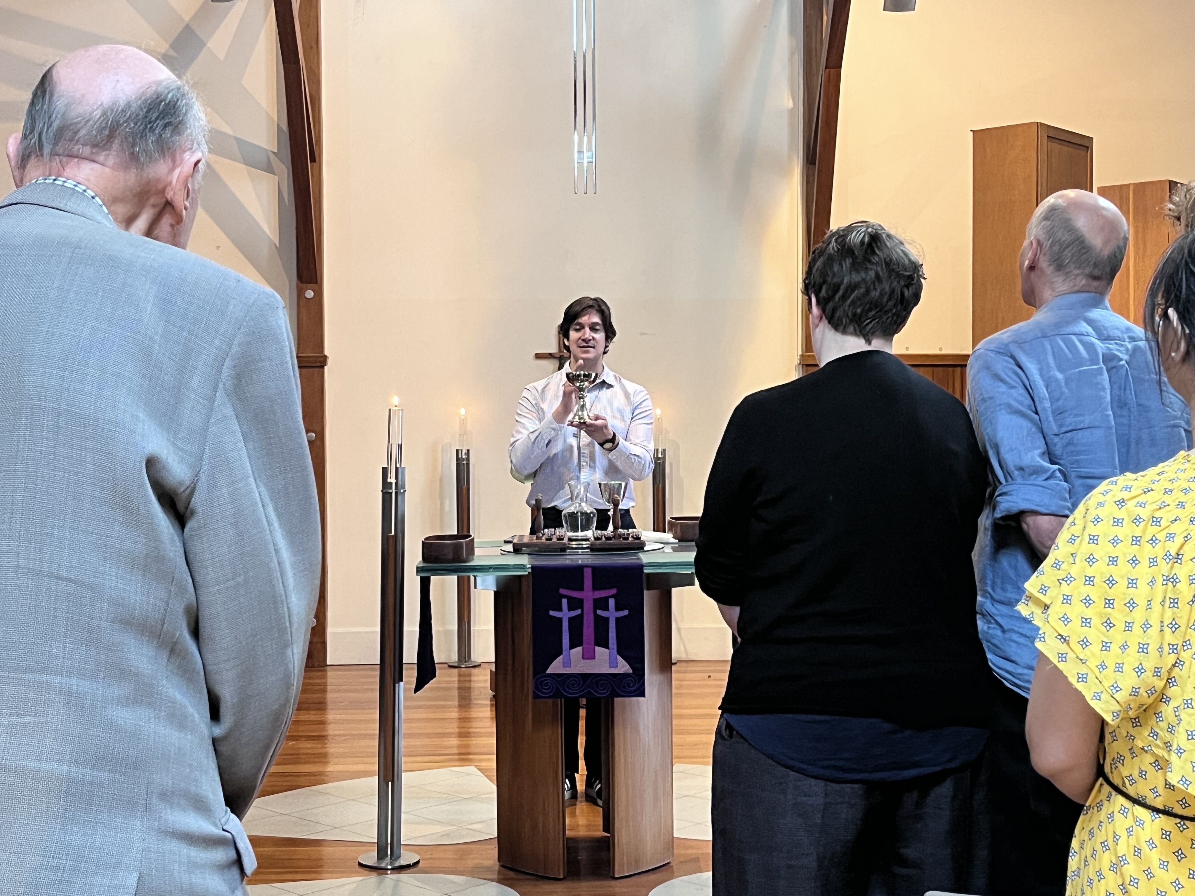 Pastor Joel preparing for communion